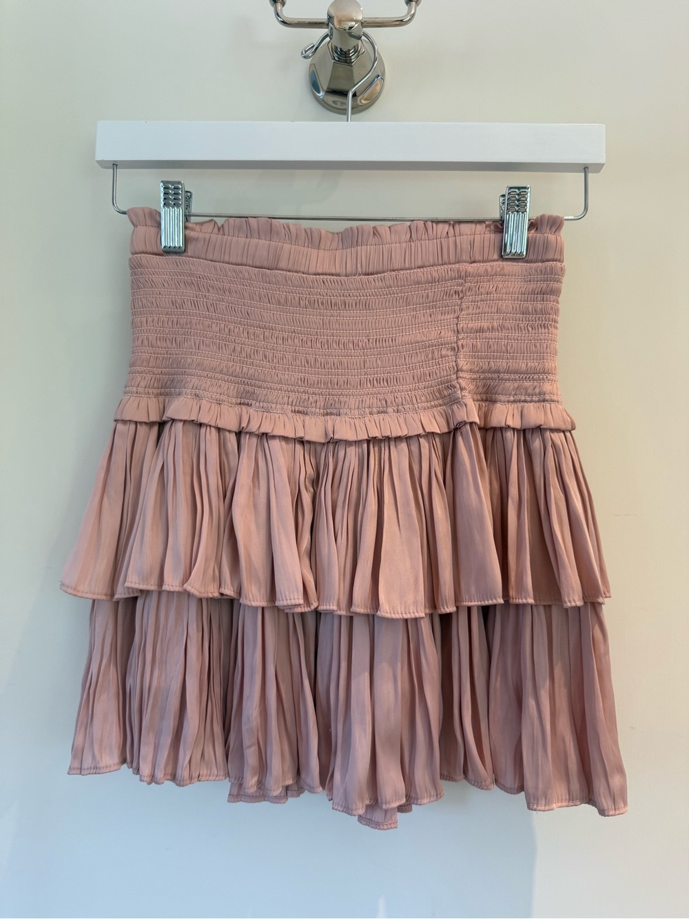 Smocked Ruffle Tiered Mini Skirt - Blush Pink